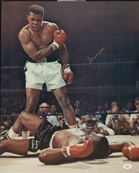Muhammad Ali Autographed 16 x 20 Photograph of Ali Standing Over Liston (JSA)